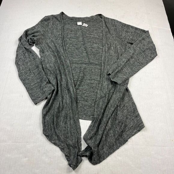 Artisan NY Linen Cardigan Gray Long Sleeve Draped Open Front Sweater SMALL * - Picture 1 of 11